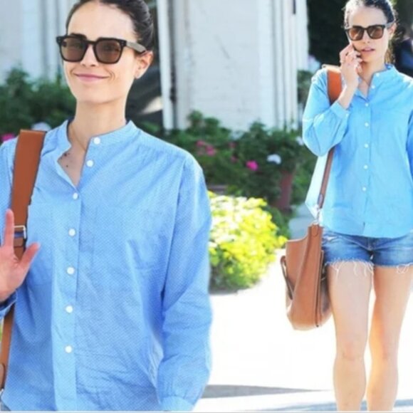 Madewell x Daryl K button up top polka-dot blue cotton - Picture 8 of 8